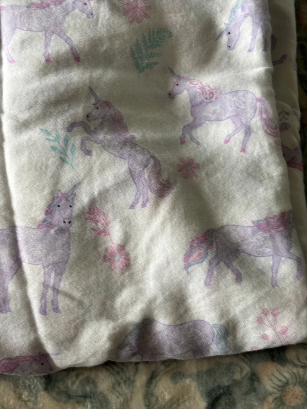 Purple unicorn sheet set for twin bed